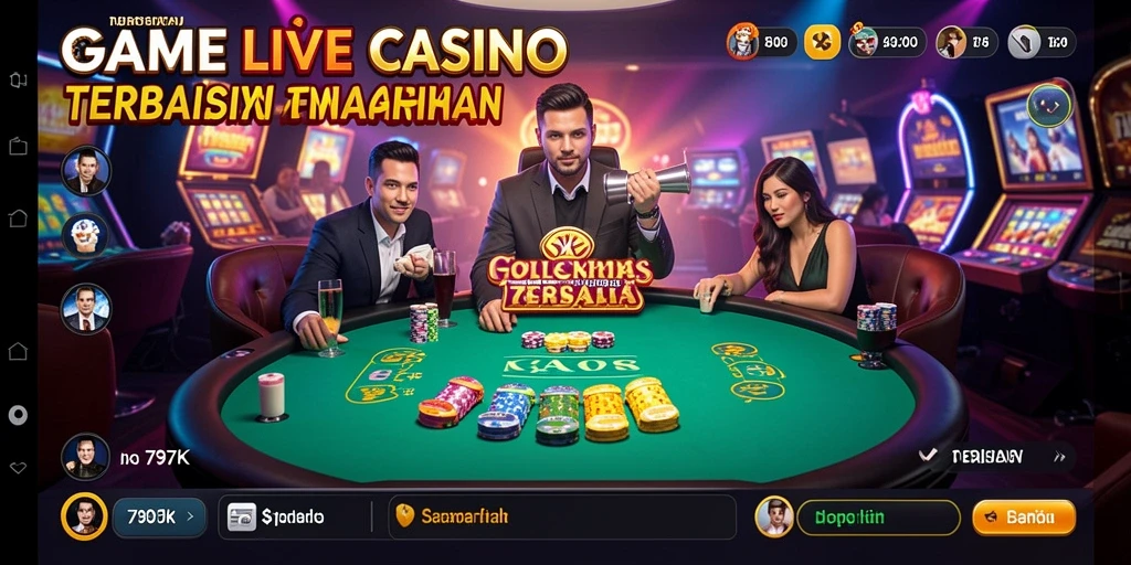 Screenshot utama 797K menampilkan dealer langsung dan permainan kasino yang seru.