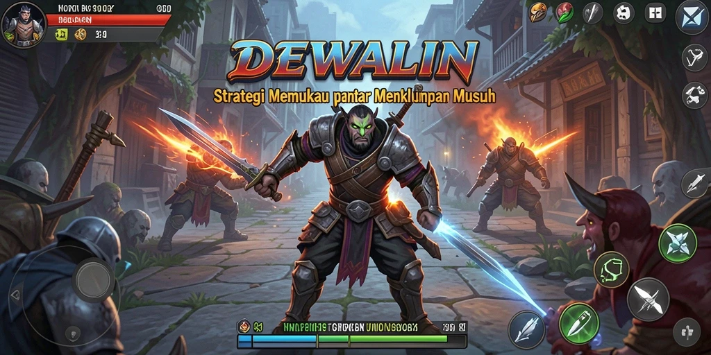 Screenshot gameplay DEWALIN yang menunjukkan strategi pertempuran.