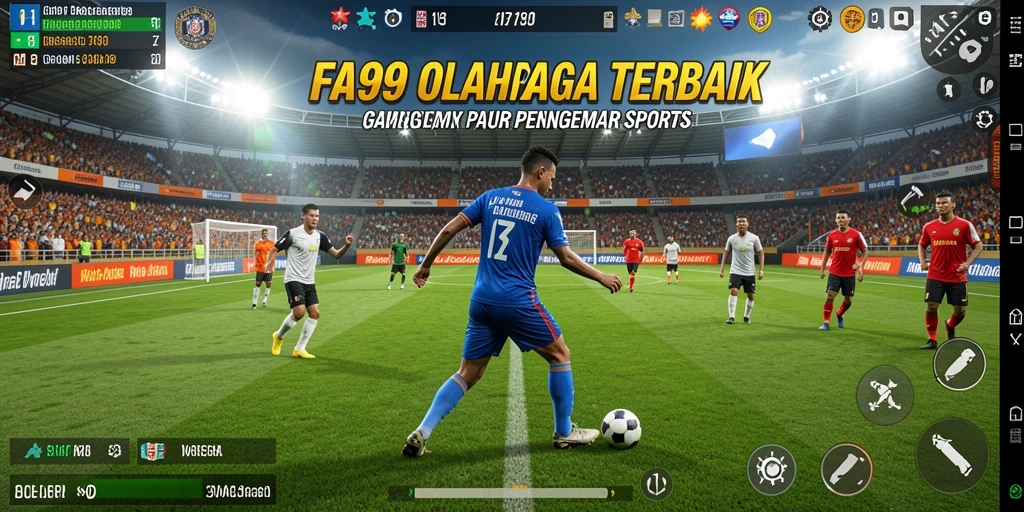 Tangkapan layar utama FA99 menampilkan aksi mendebarkan dari pertandingan olahraga.