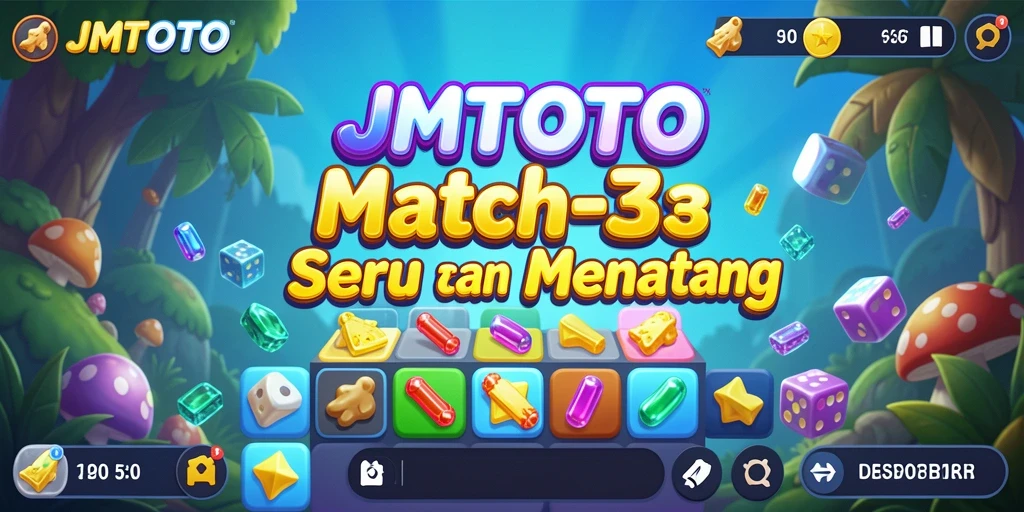 Tampilan menarik game Match-3 JMTOTO dengan gameplay yang seru.