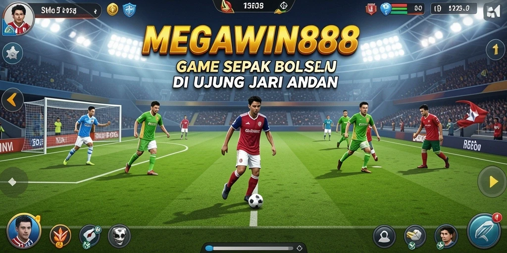 Tampilan menarik gameplay sepak bola MEGAWIN888 yang adiktif.