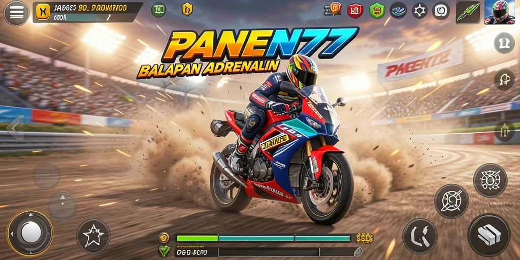 Tampilan menarik dari gameplay balapan motor yang cepat dan menyenangkan.