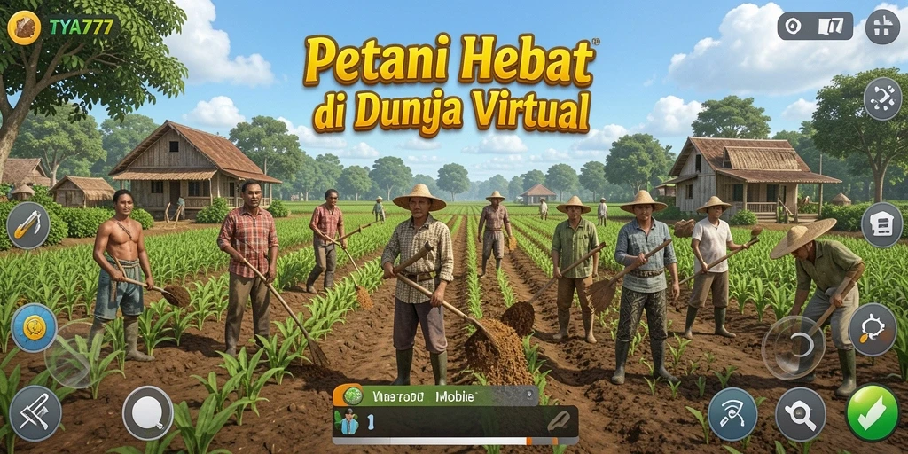 Tampilan gameplay TYA777 dengan suasana pertanian yang hidup.